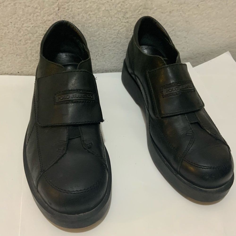 Polo jeans Co  Ralph Lauren Mens Size 10D MT 1121 Black Leather Monk Strap